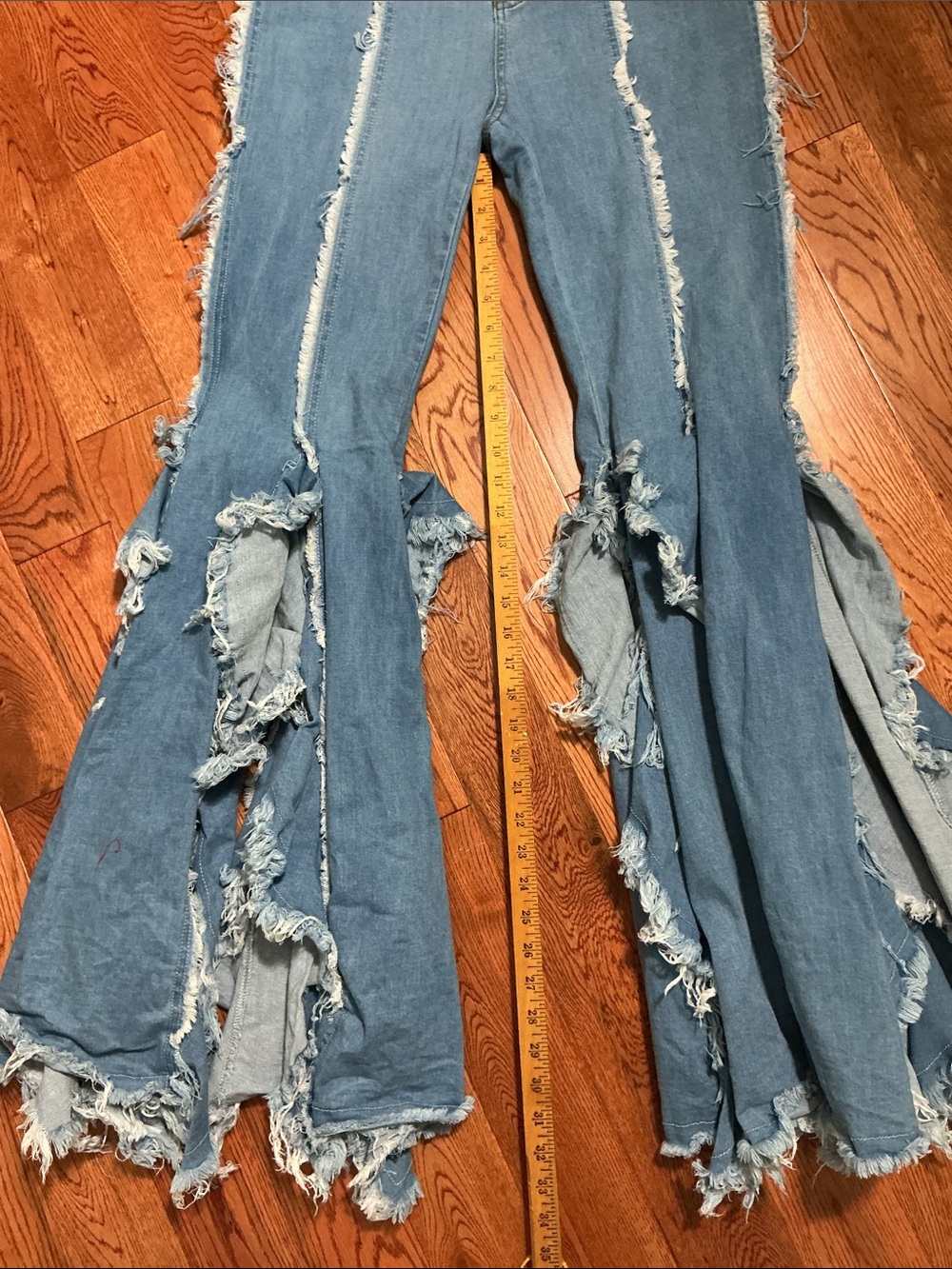 Purple Candy Frayed Denim Flare Jeans - Picture 8 of 8